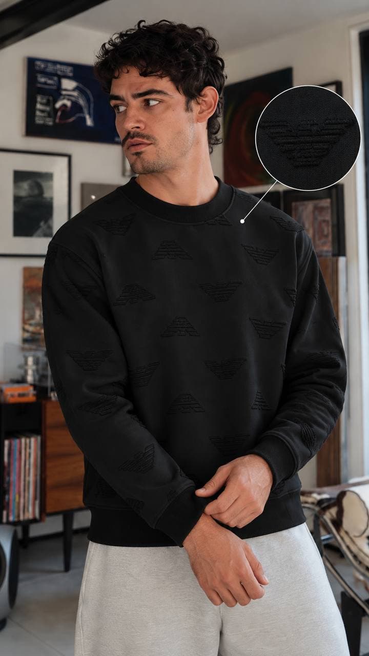 Embossed Eagle Sweatshirt in Black, photo 3
