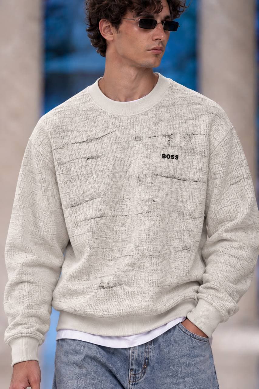 Textured Cream Sweatshirt in Cream