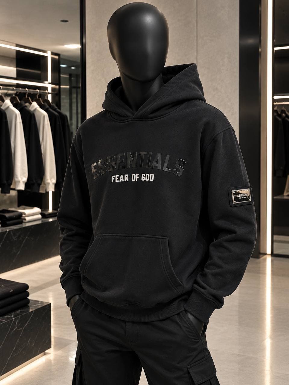 Tonal Logo Hoodie in Black