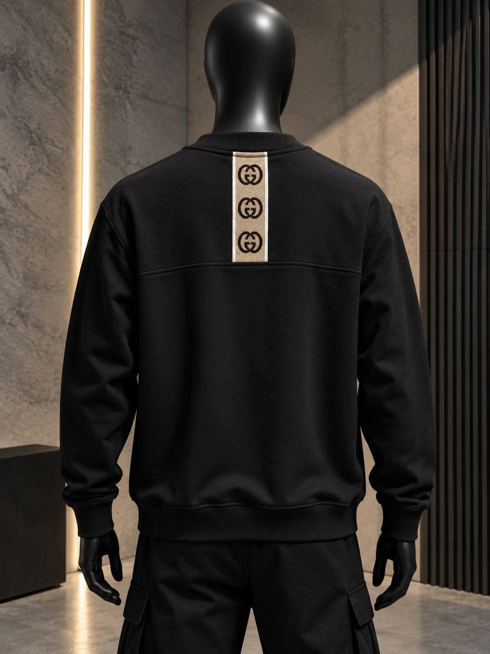 Sweatshirt with Back Tape Detail in Black