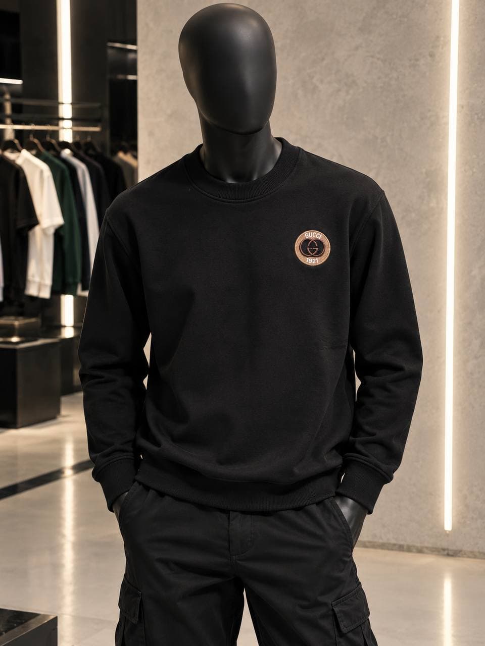 Sweatshirt with Back Tape Detail in Black, photo 2