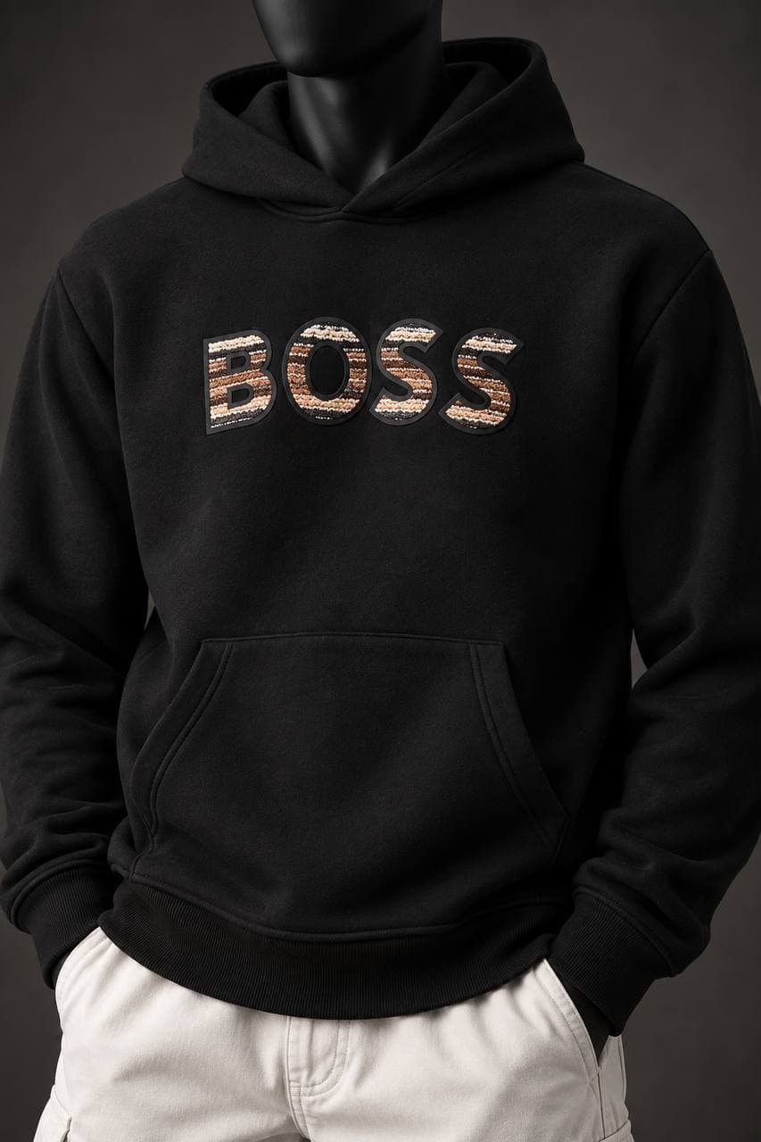 Zigzag Lettering Hoodie in Black