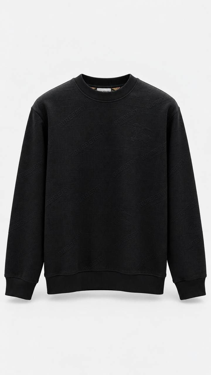 Embossed Script Crew Sweatshirt in Black
