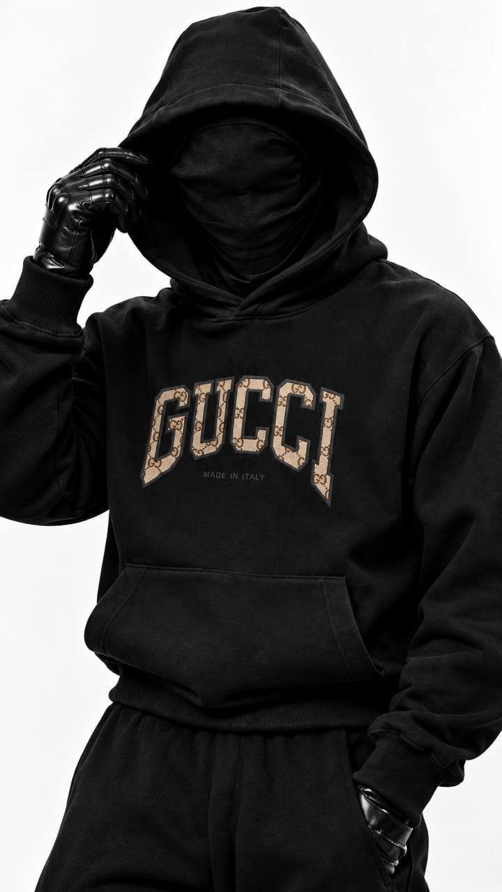 Arched Logo Hoodie in Black