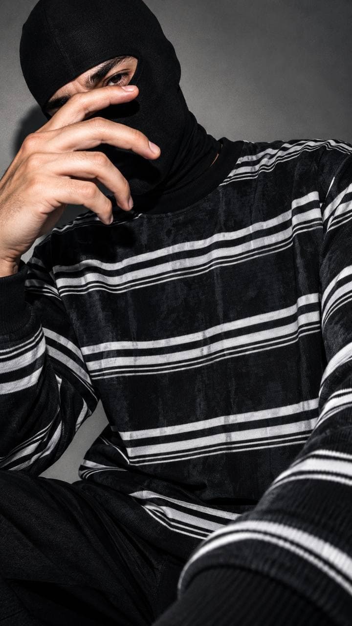 Striped Knit Sweater in Black