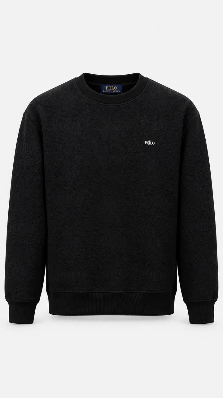 Embossed Rider Crew Sweatshirt in Black