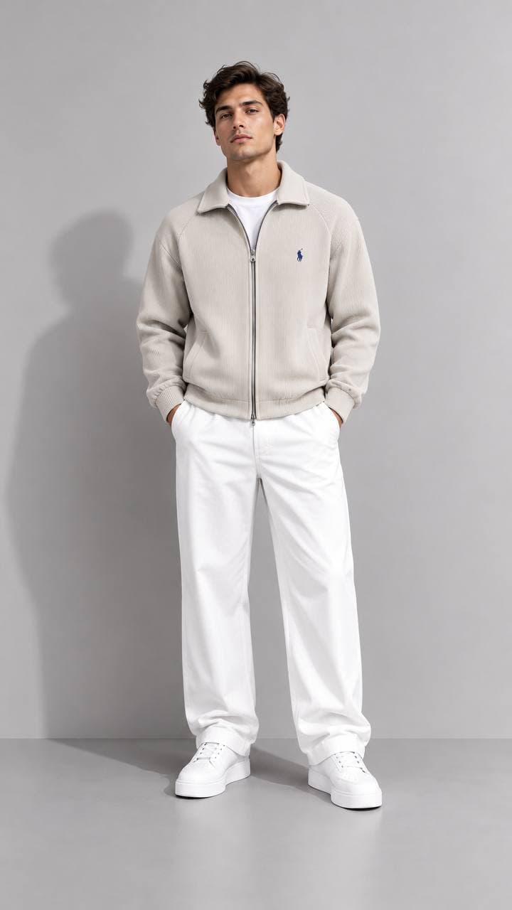 Classic Zip Jacket in Beige