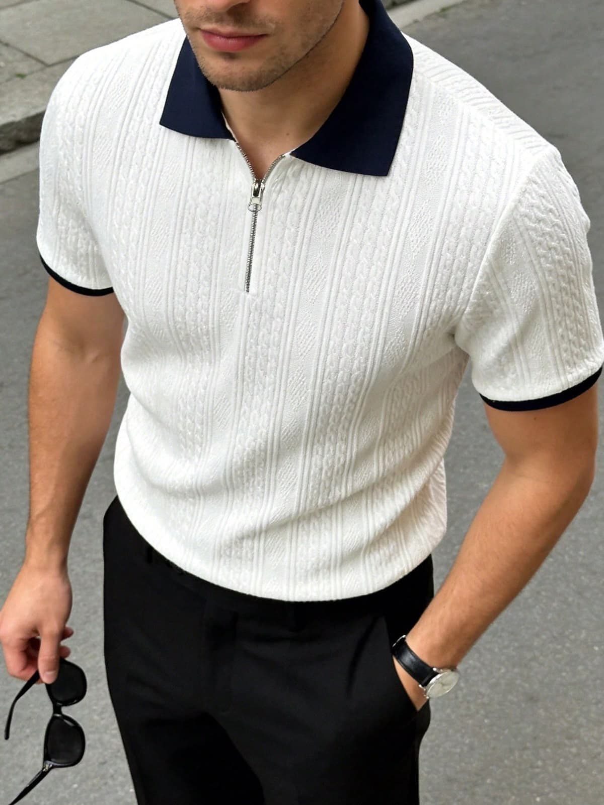 Knit Polo Shirt in White