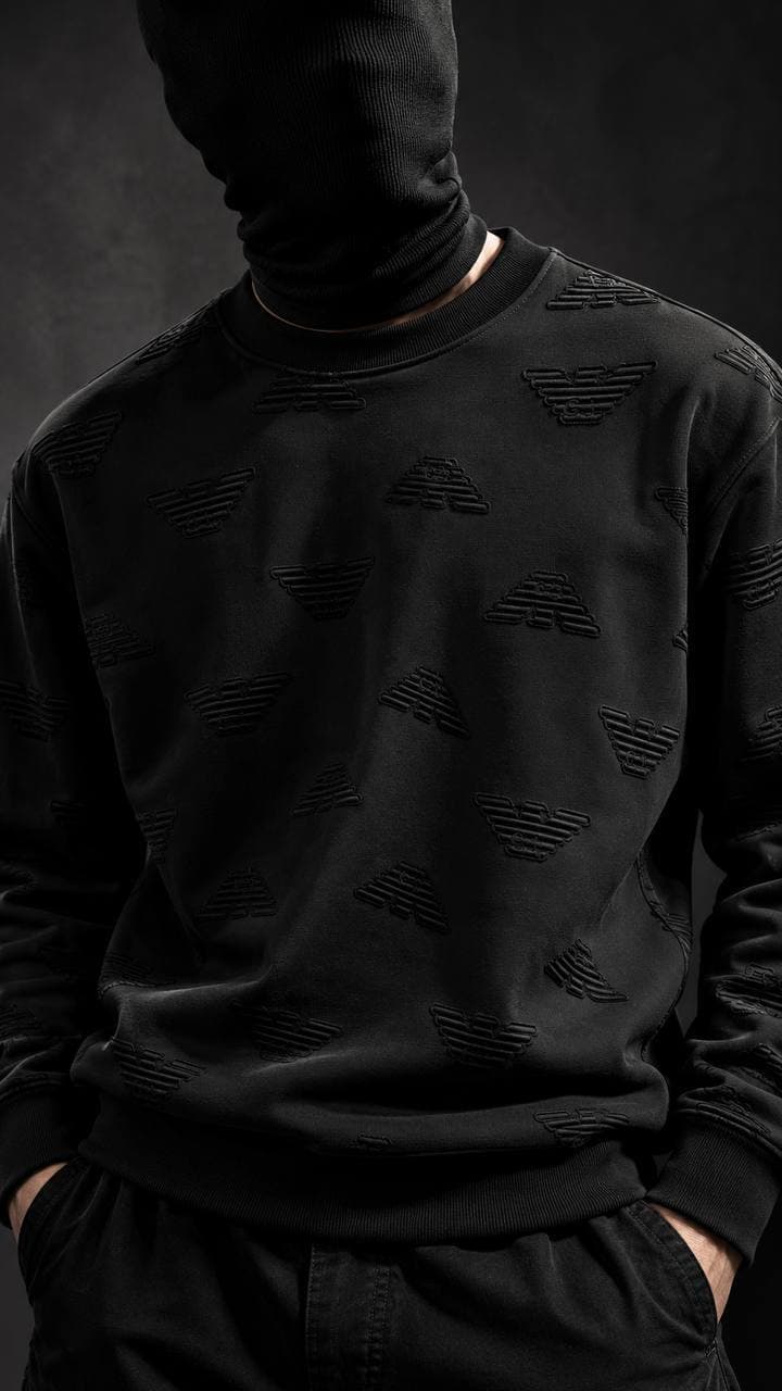 Embossed Eagle Sweatshirt in Black