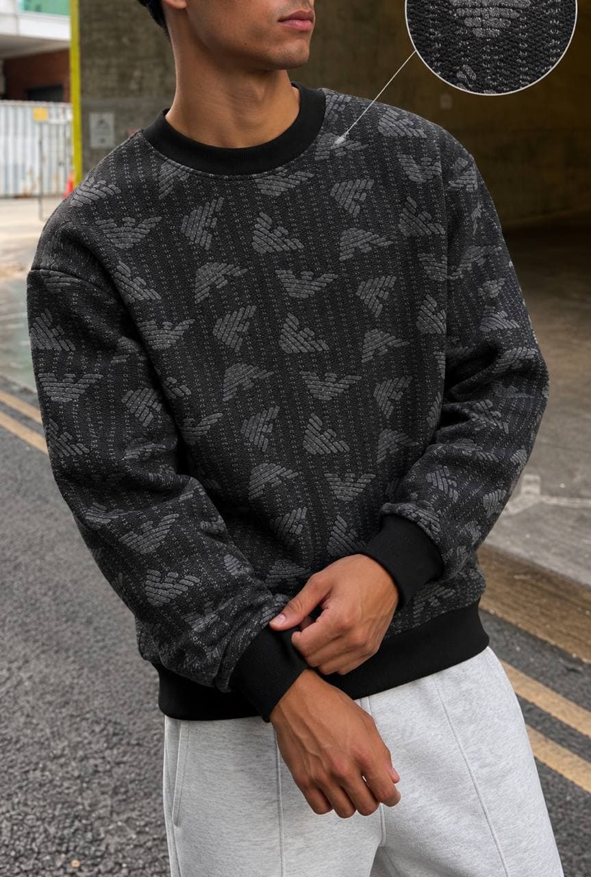 Eagle Jacquard Sweatshirt in Heather grey