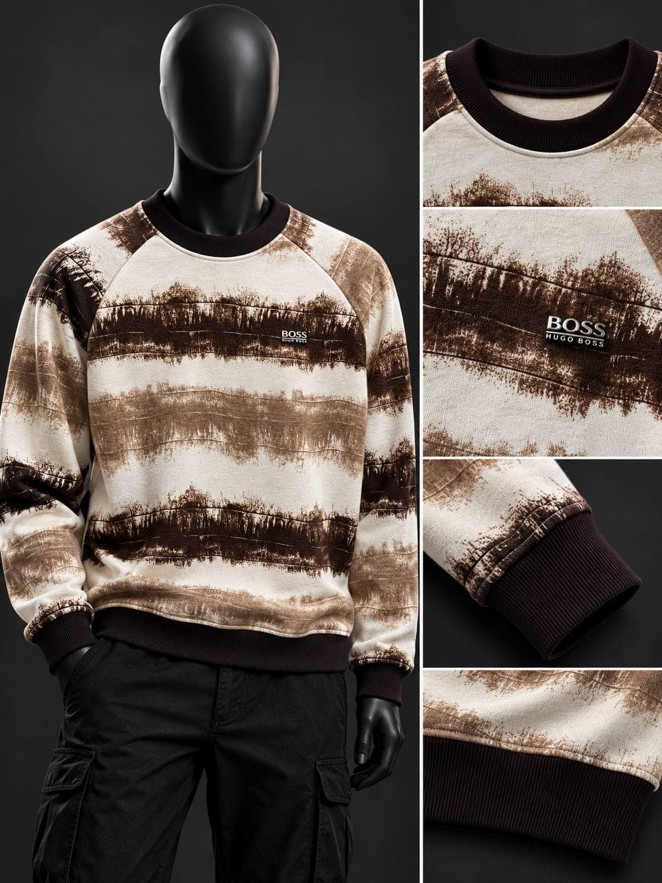 Tie-Dye Stripe Sweatshirt in Brown