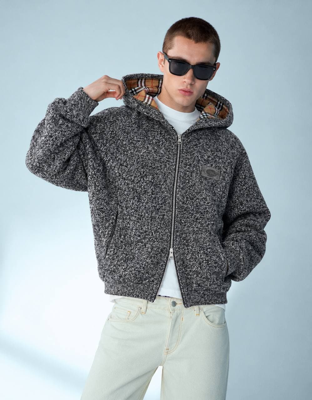 Fleece Zip Hoodie in Grey