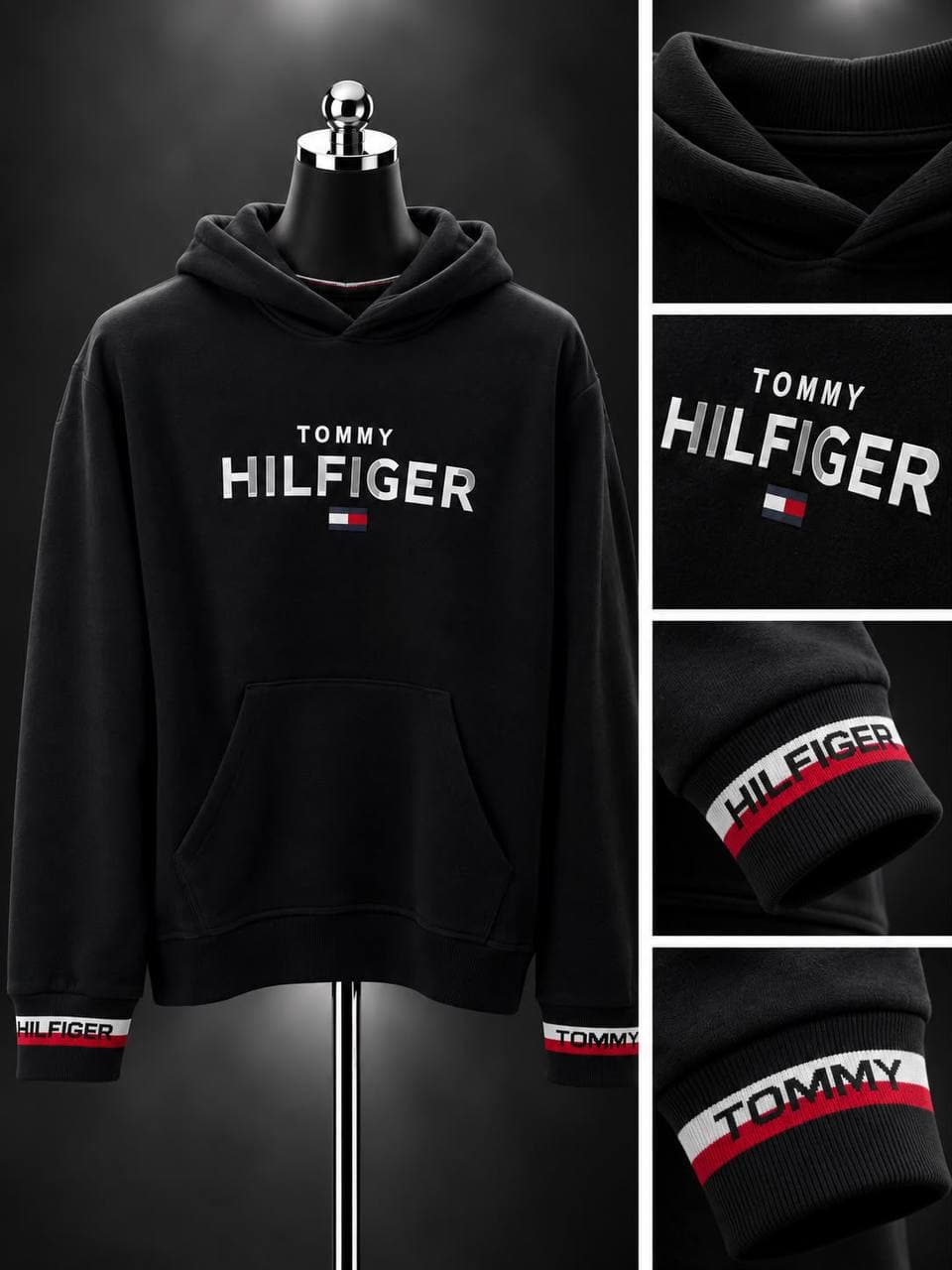 Flag Logo Hoodie in Black