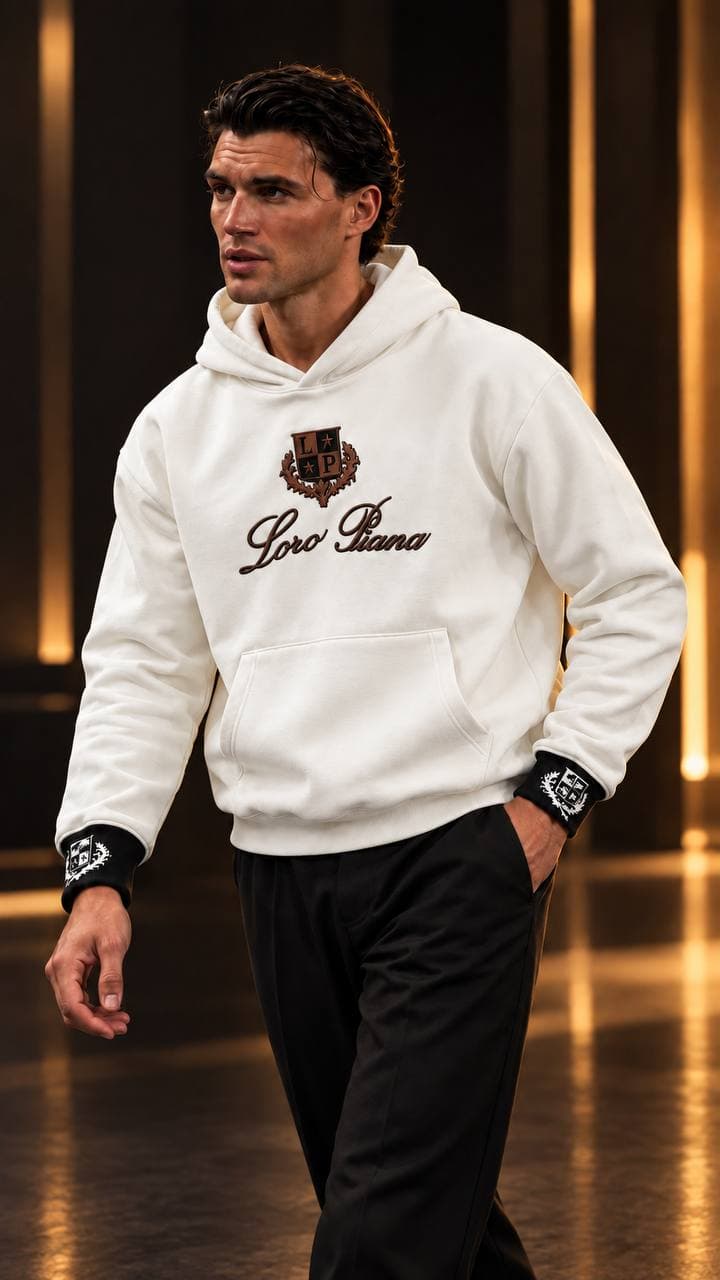 Crest Embroidery Hoodie in White