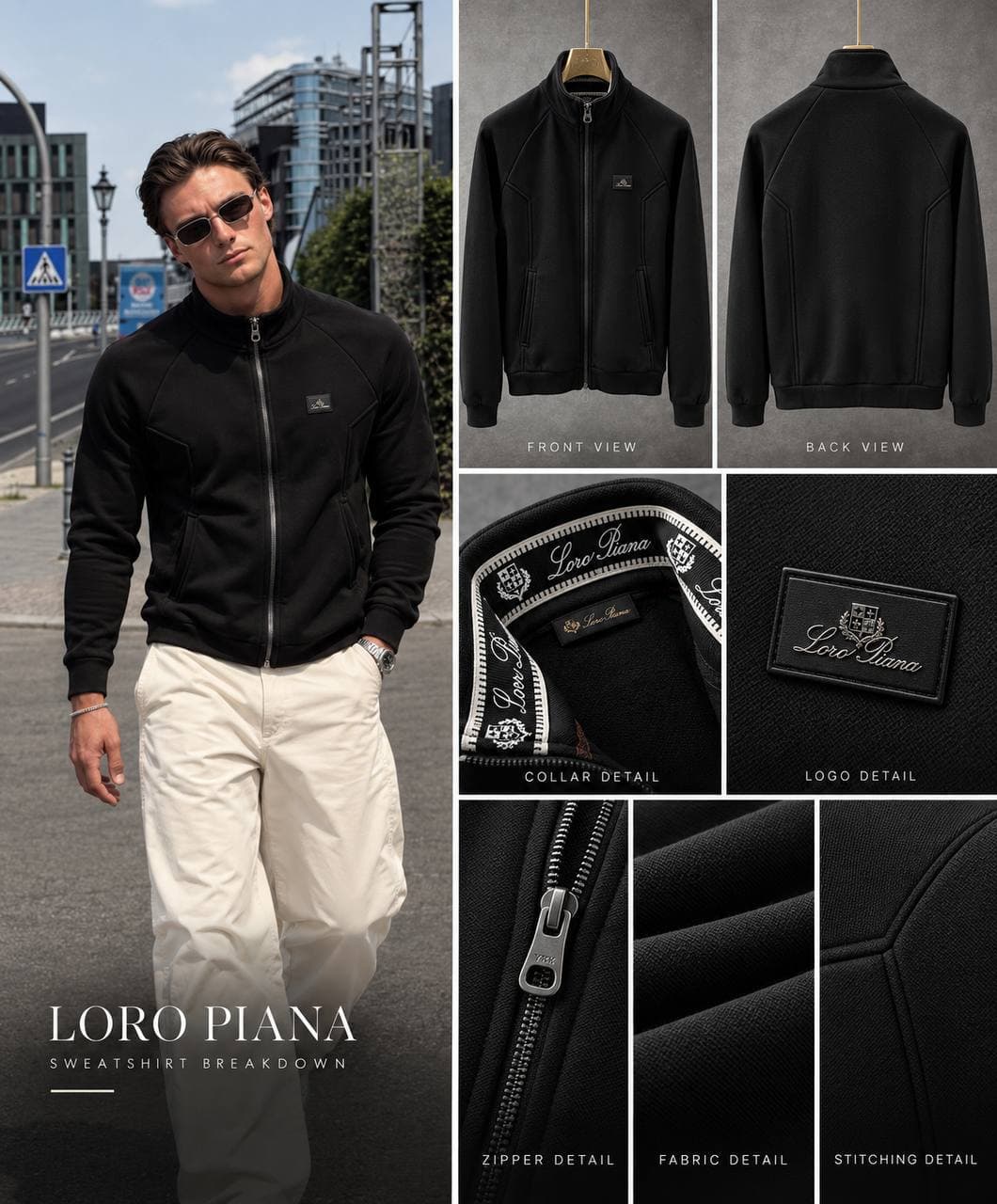 Brushed Zip Jacket in Black