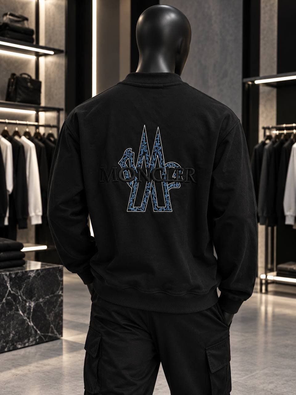 Front & Back Logo Crew Sweatshirt in Black