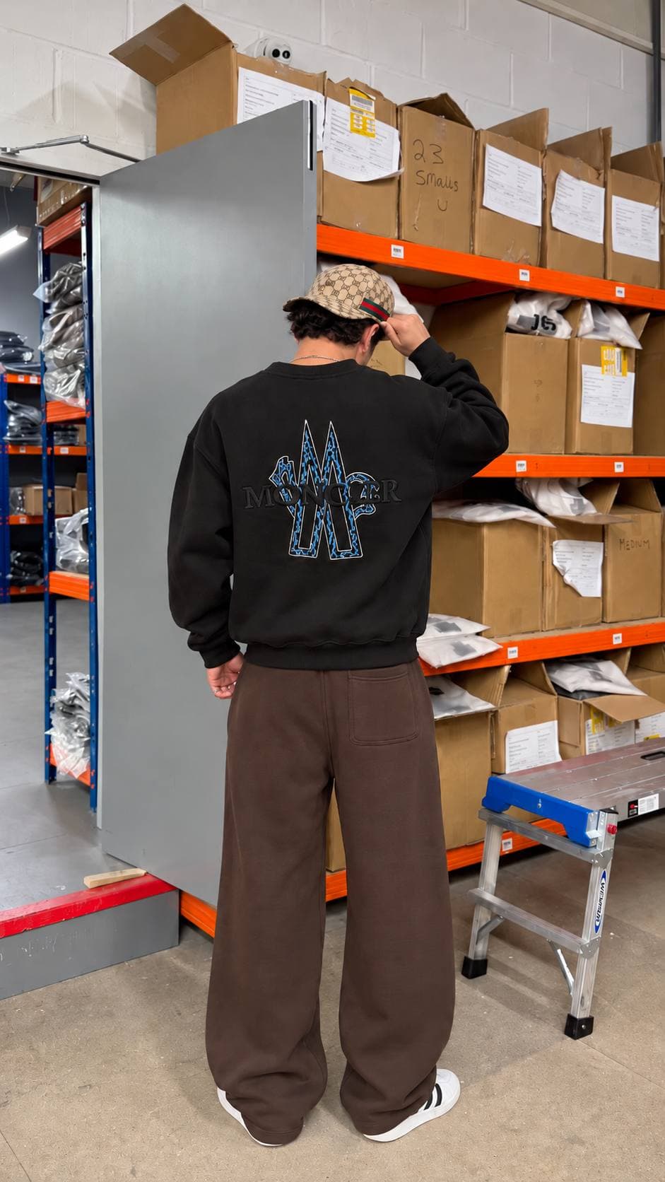 Front & Back Logo Crew Sweatshirt in Black