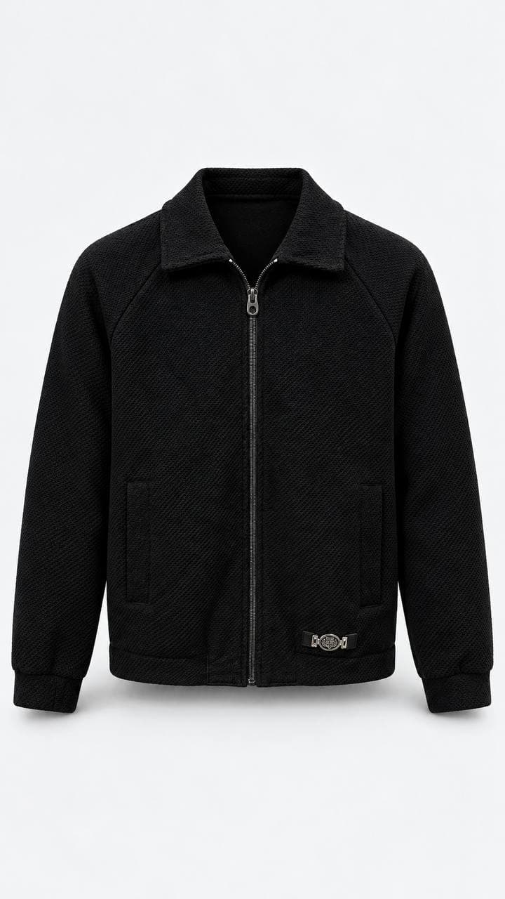 Fleece Zip Jacket in Black