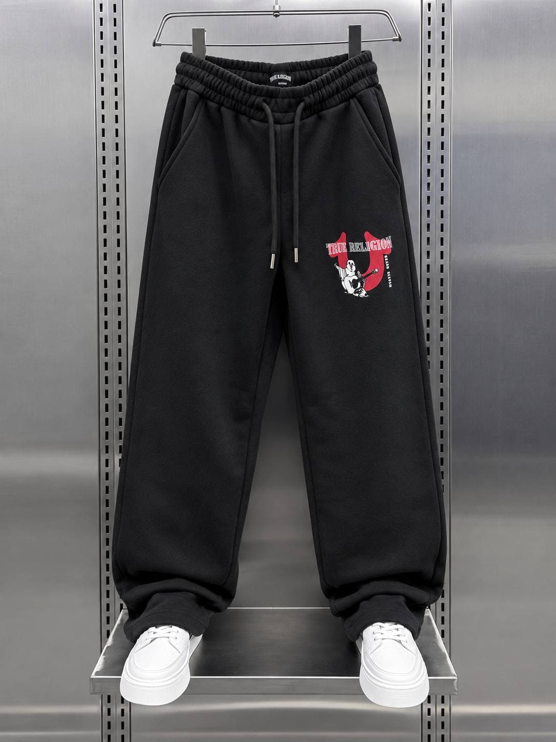 Horseshoe Graphic Wide-Leg Sweatpants in Black