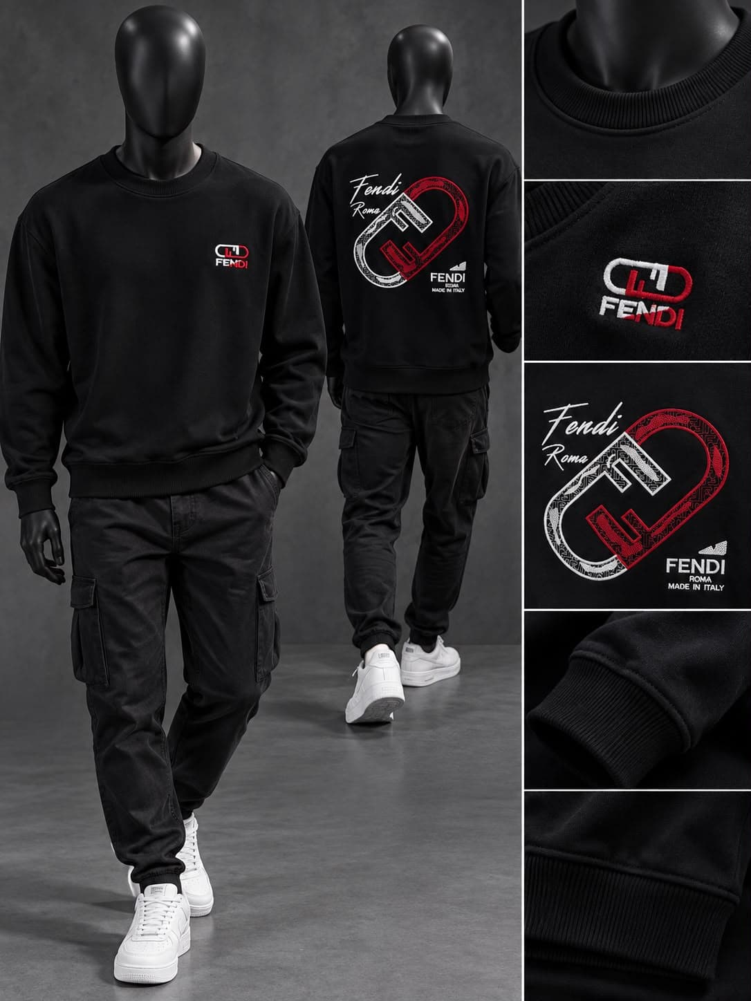 Graphic Logo Crew Sweatshirt in Black