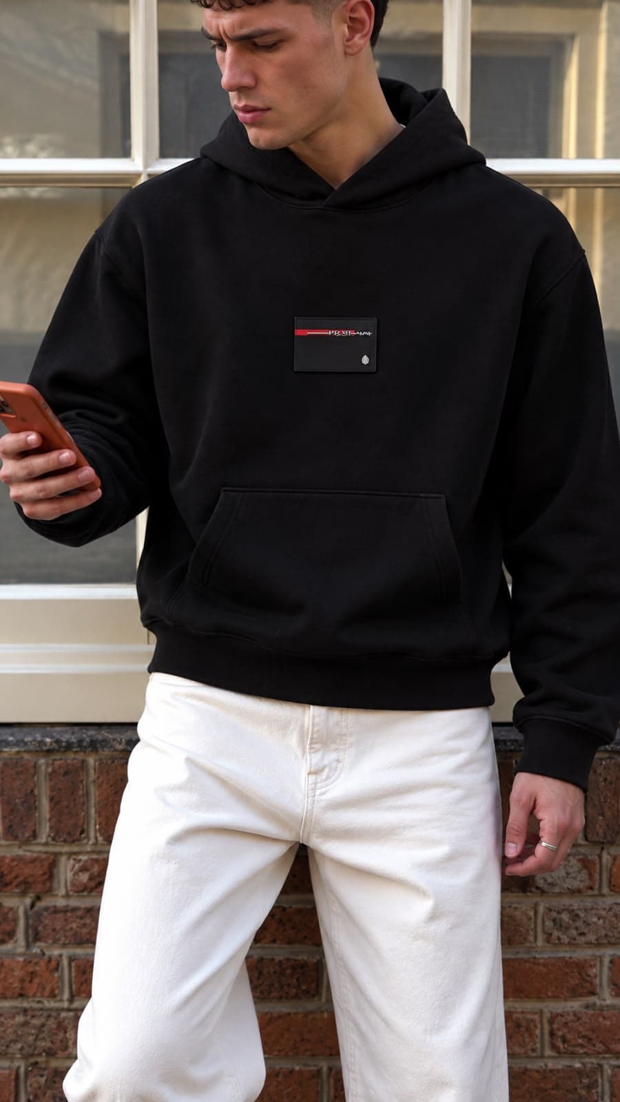 Patch Logo Hoodie in Black