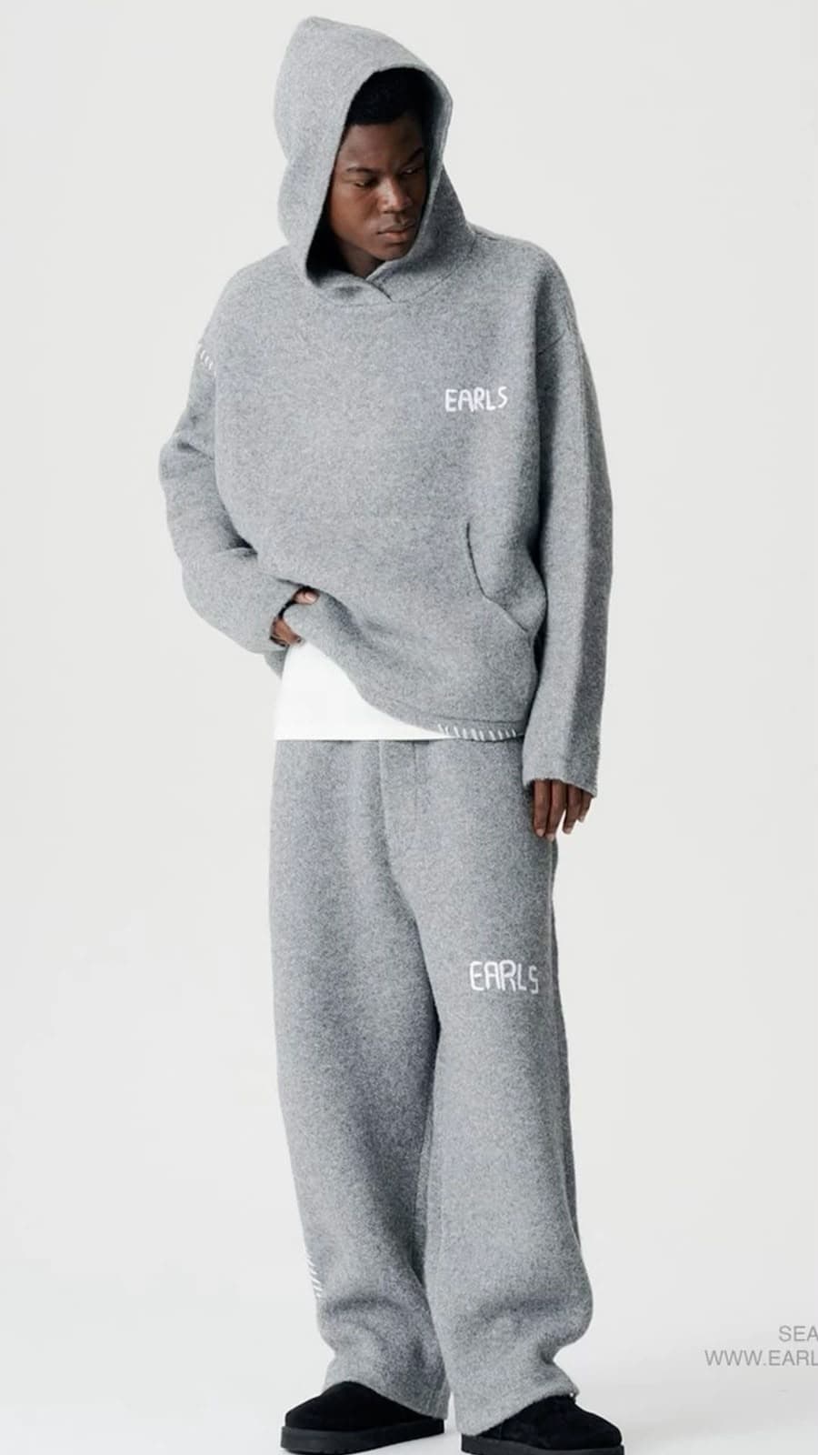 Lettering Hoodie Set in Grey