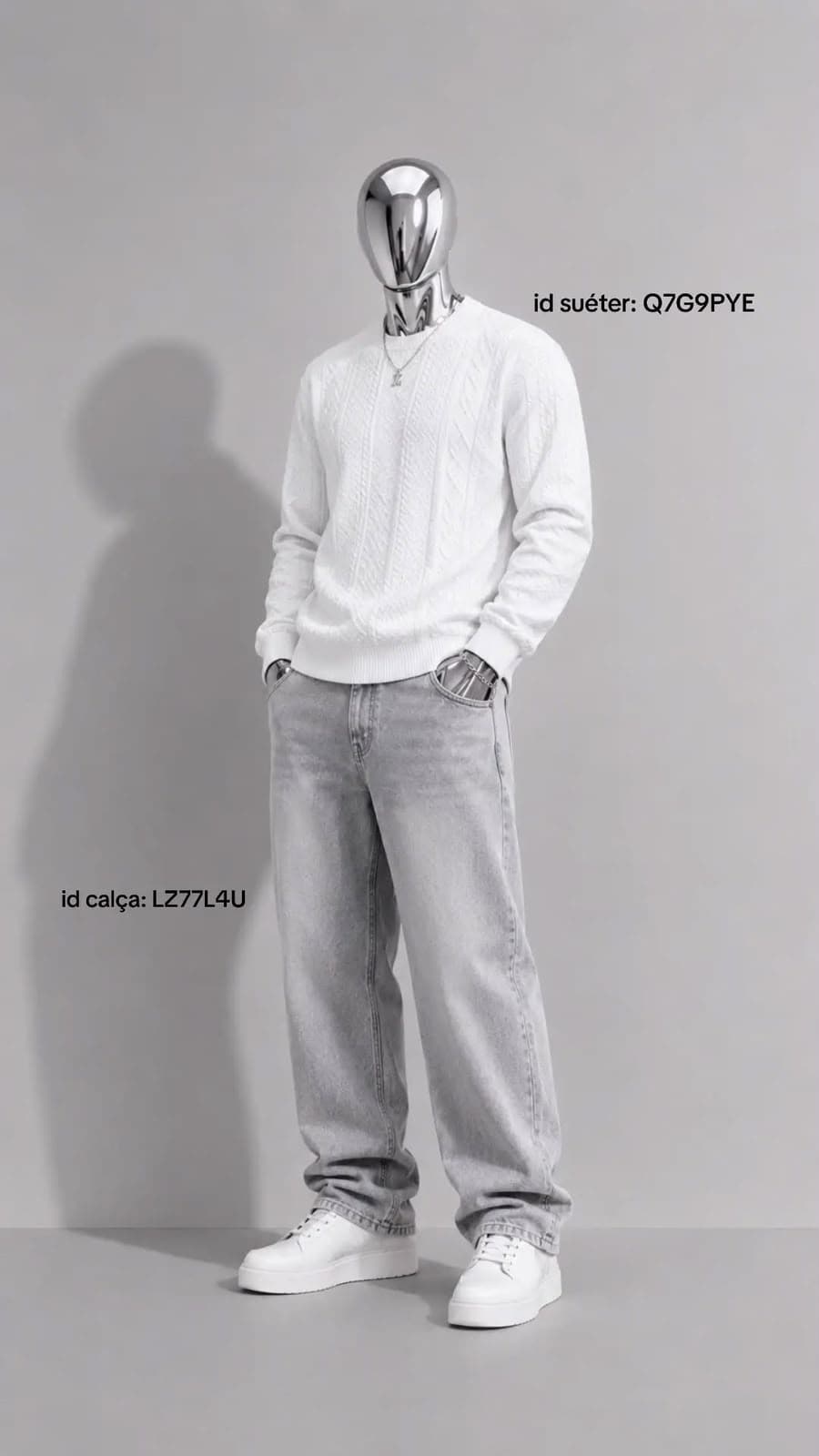 Cable Knit Sweater in White